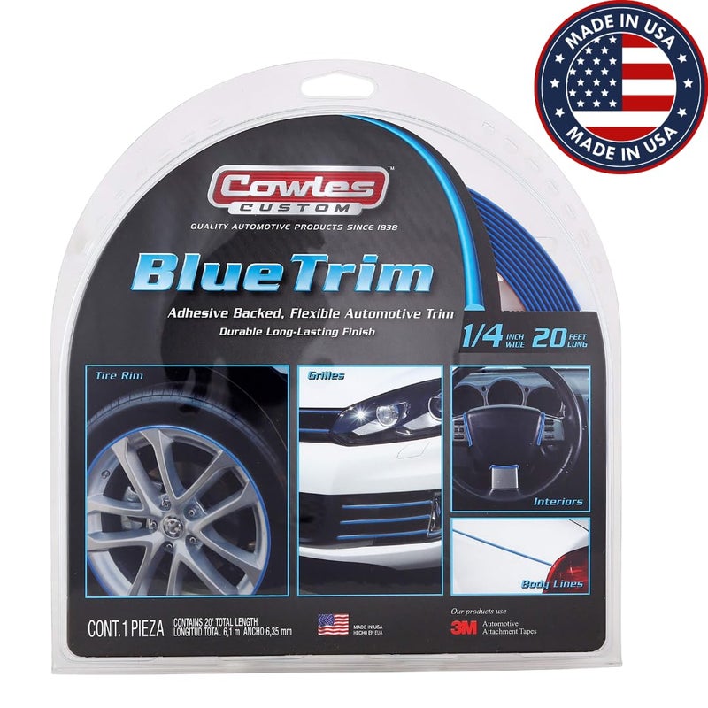 Cowles Custom, Blue Color Molding Edge Trim Automotive Accessory for The Interior or Exterior of Cars, Trucks, SUVs, 20 Feet of Peel and Stick-On with 3M Tape Decorative Flexible PVC Molding - Image 2